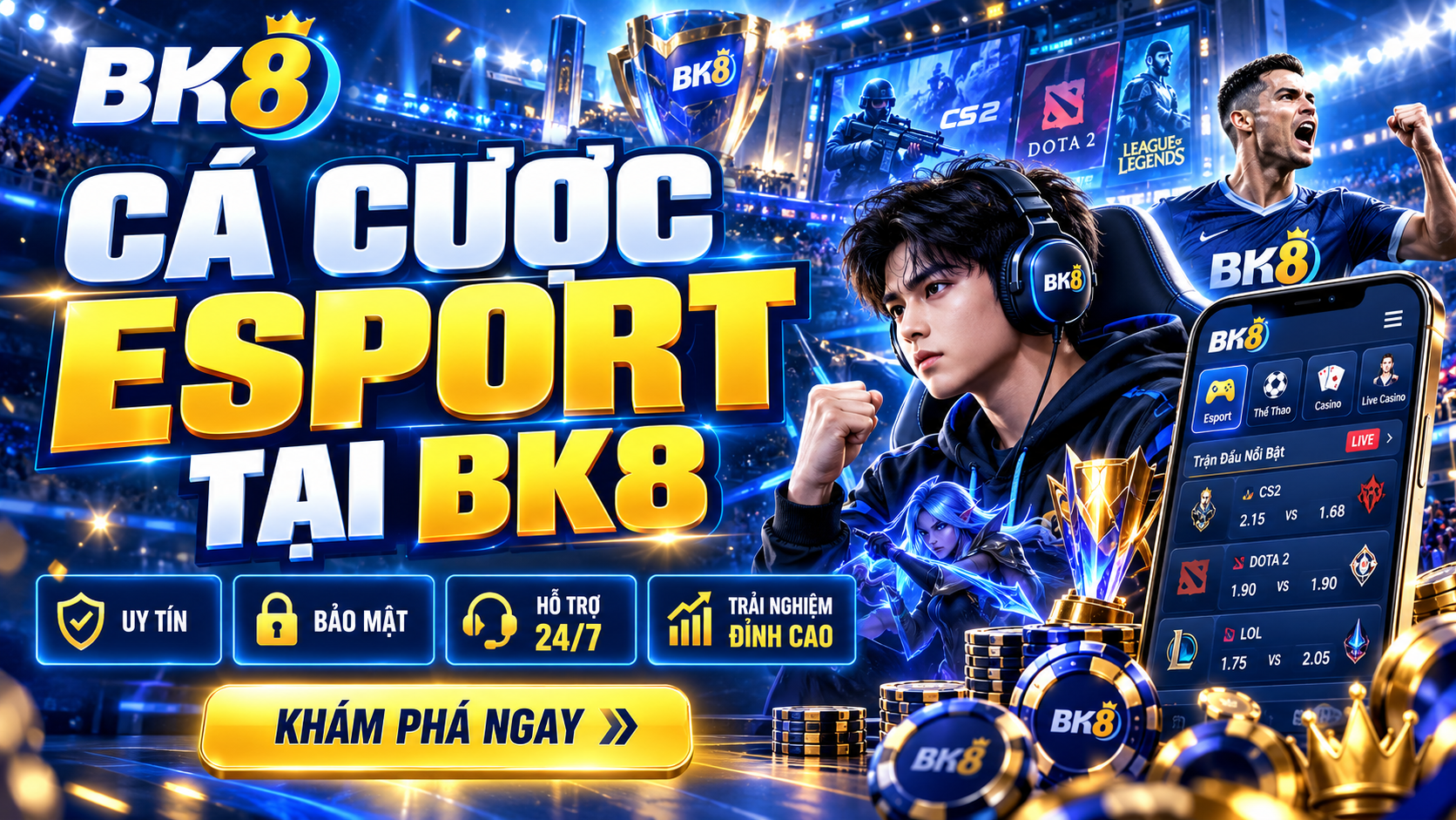 Cá cược Esport - Đa dạng kèo cược, tỷ lệ trả thưởng hấp dẫn